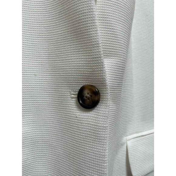 DKNY Ivory Textured One Button Closure Pocket Collarless Blazer Size 6 Small - Picture 5 of 13